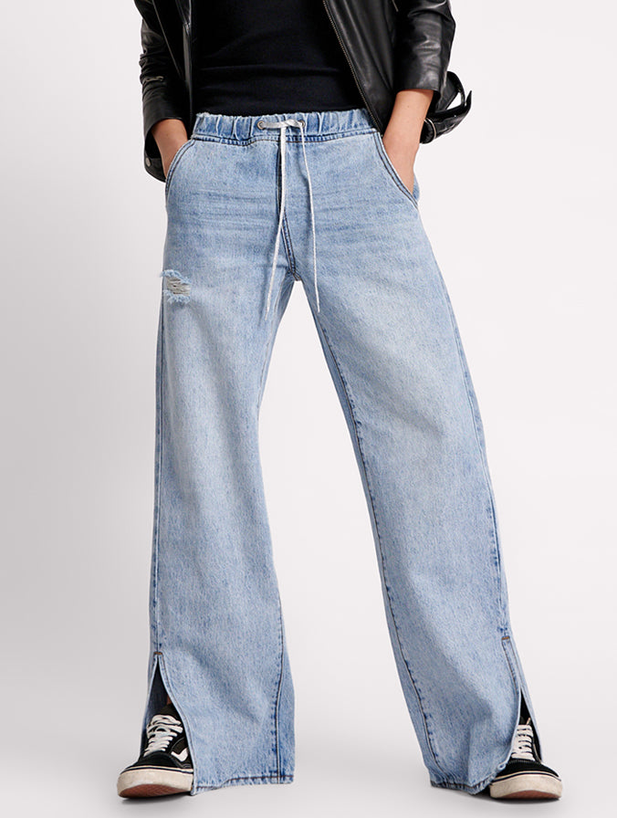 NELLN 2023 New Wide Leg Jeans for Women, Favorite Jeans, Seamed Front Wide  Leg Jeans Elastic Waist Seamed Wide Leg Jeans (Color : Black, Size : S) :  : Fashion