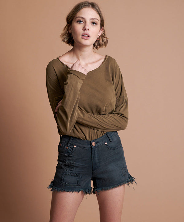 Hawks High Waist Denim Shorts - St Rebel