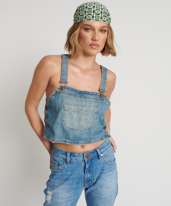 Denim Pinafore Top - Pacifica