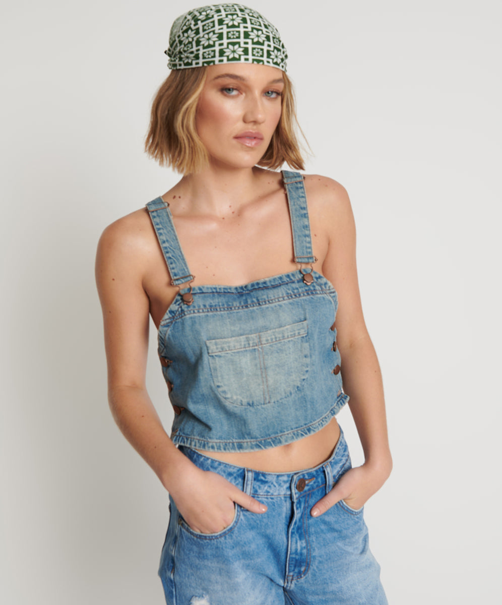 DENIM PINAFORE TOP