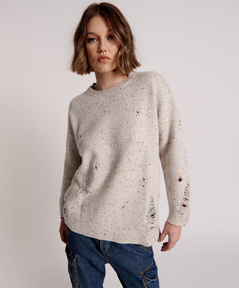 Distressed wool sweater sale