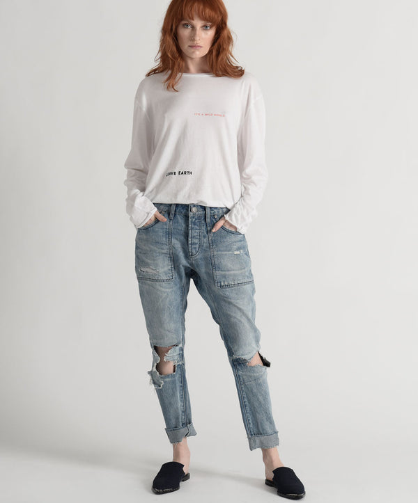 Saints Low Waist Boyfriend Denim Jeans - Salty Dog