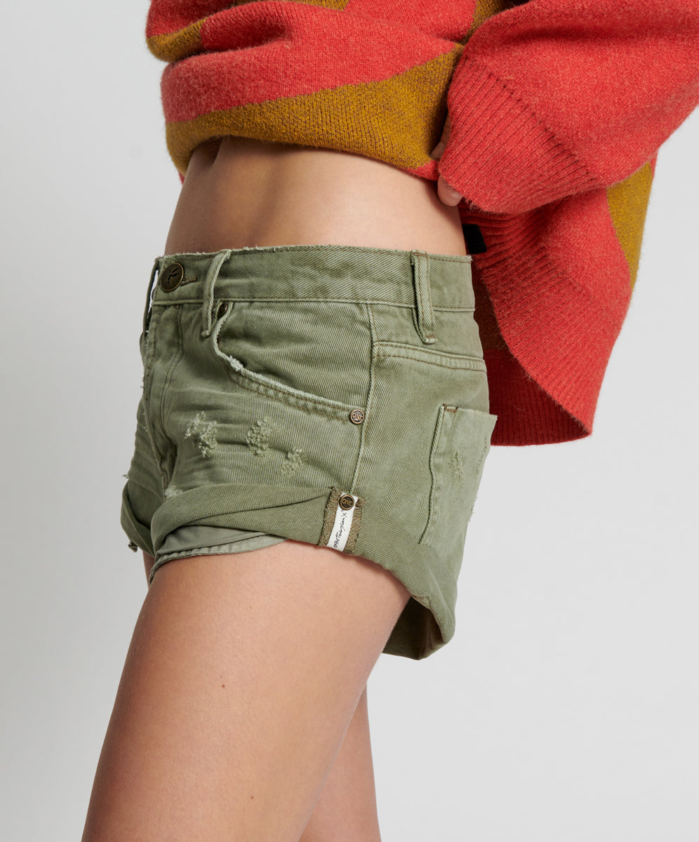 Green fashion jeans shorts