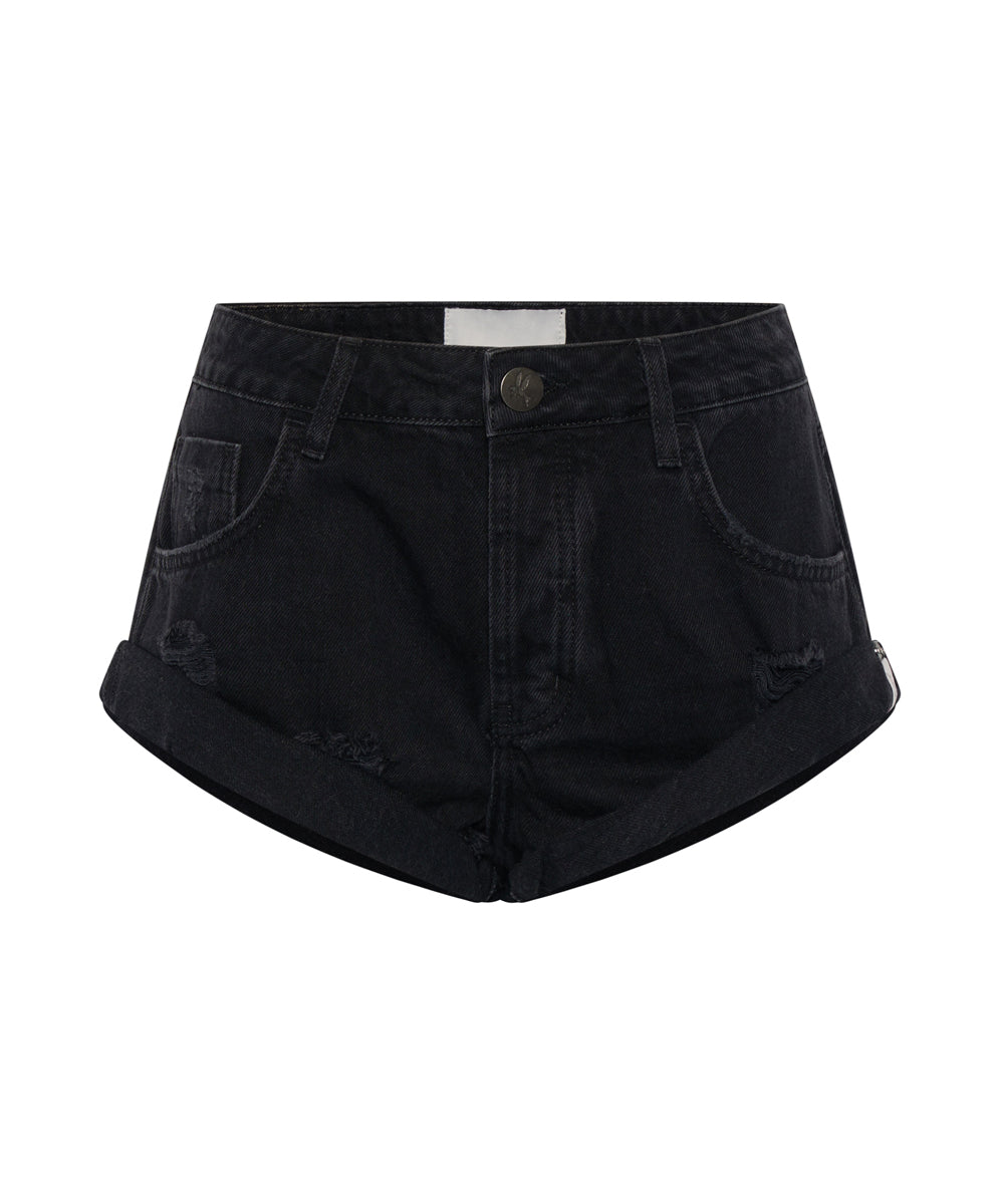 One teaspoon black denim shorts online