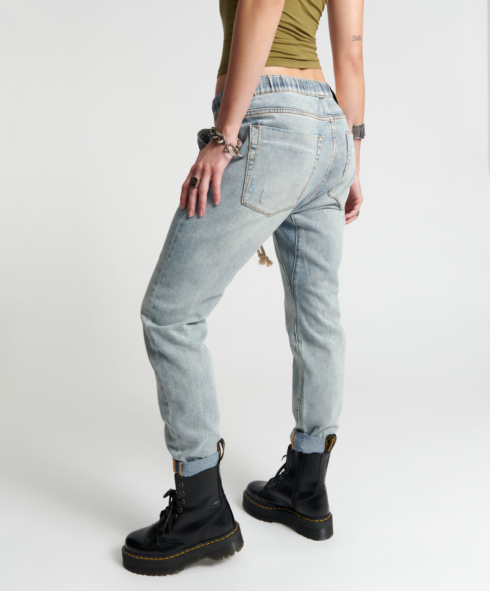 One Teaspoon Shabbies Distressed Drawstring Boyfriend Pants Jogger hot in Montana XS