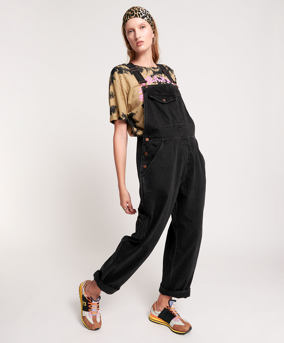 Oversized black fashion overalls