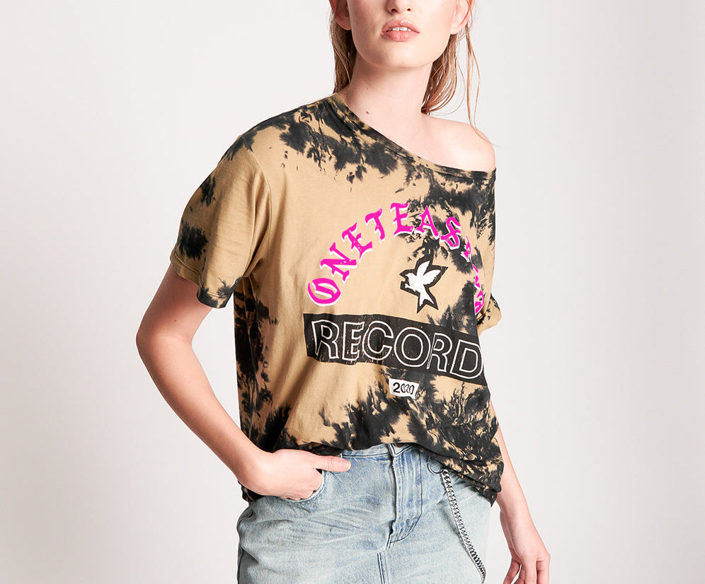 OT RECORDS TIE DYED BOYFRIEND TEE