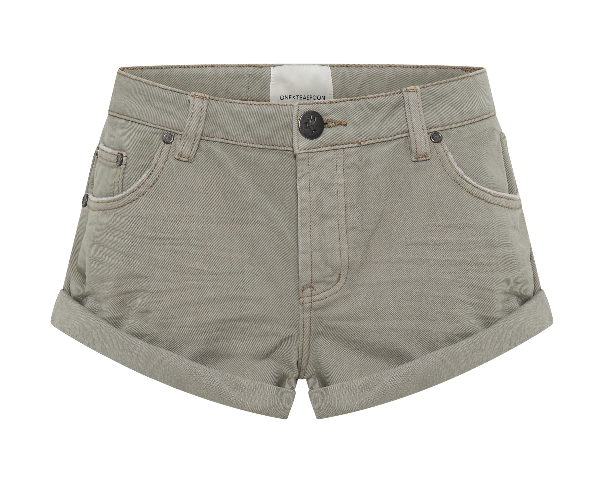 Bandits Low Waist Denim Shorts - Faded Khaki