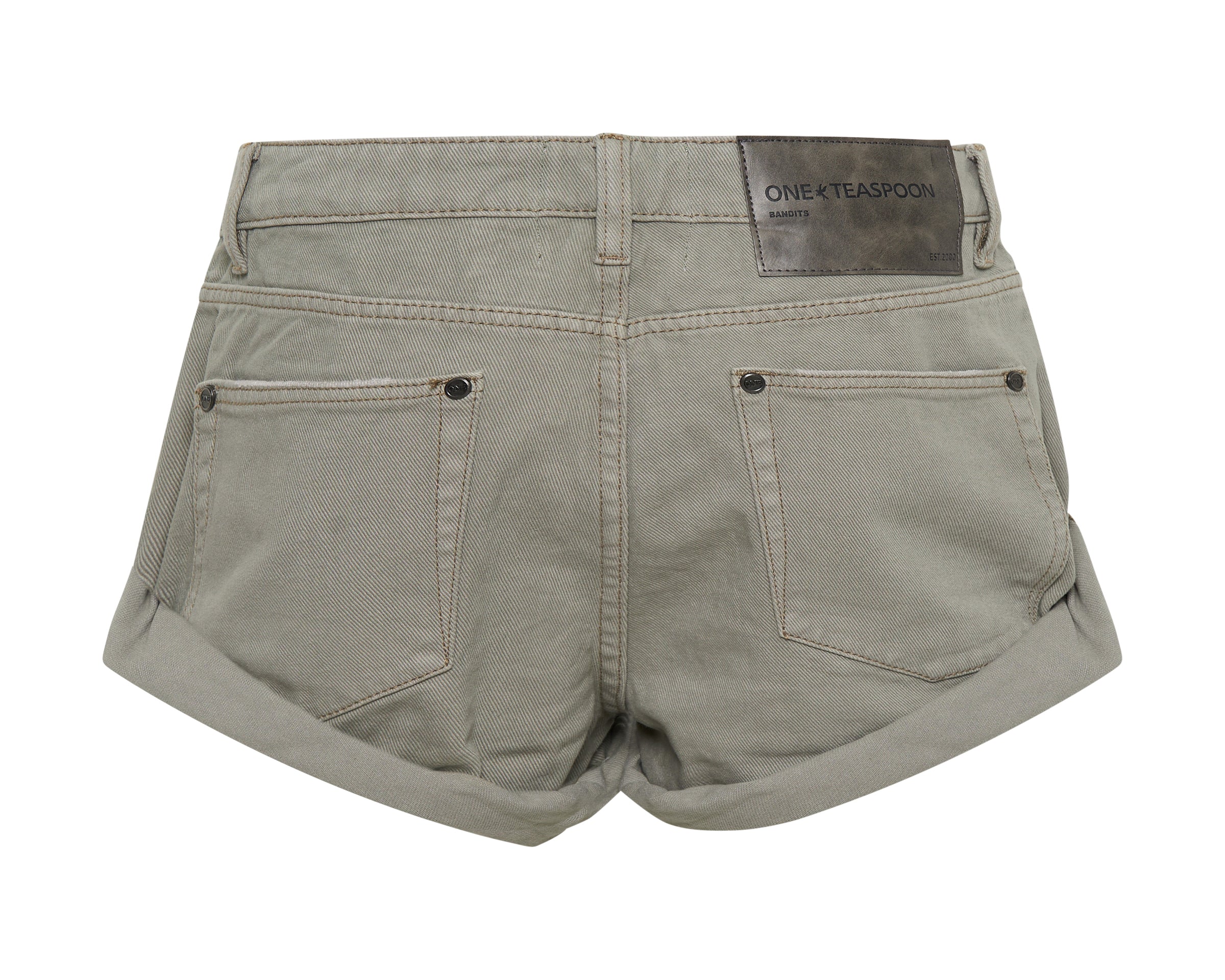 Bandits Low Waist Denim Shorts - Faded Khaki