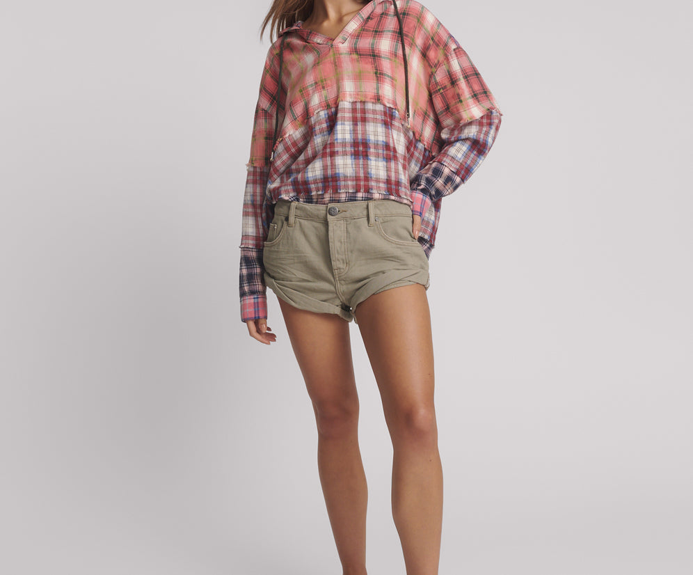 Bandits Low Waist Denim Shorts - Faded Khaki