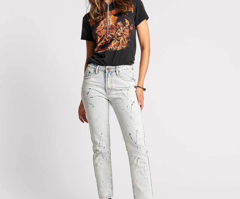 Awesome Baggies High Waist Straight Leg Denim Jeans - Florence Painted