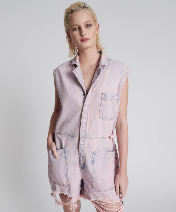 Palisades Denim Overalls - Pink Haze