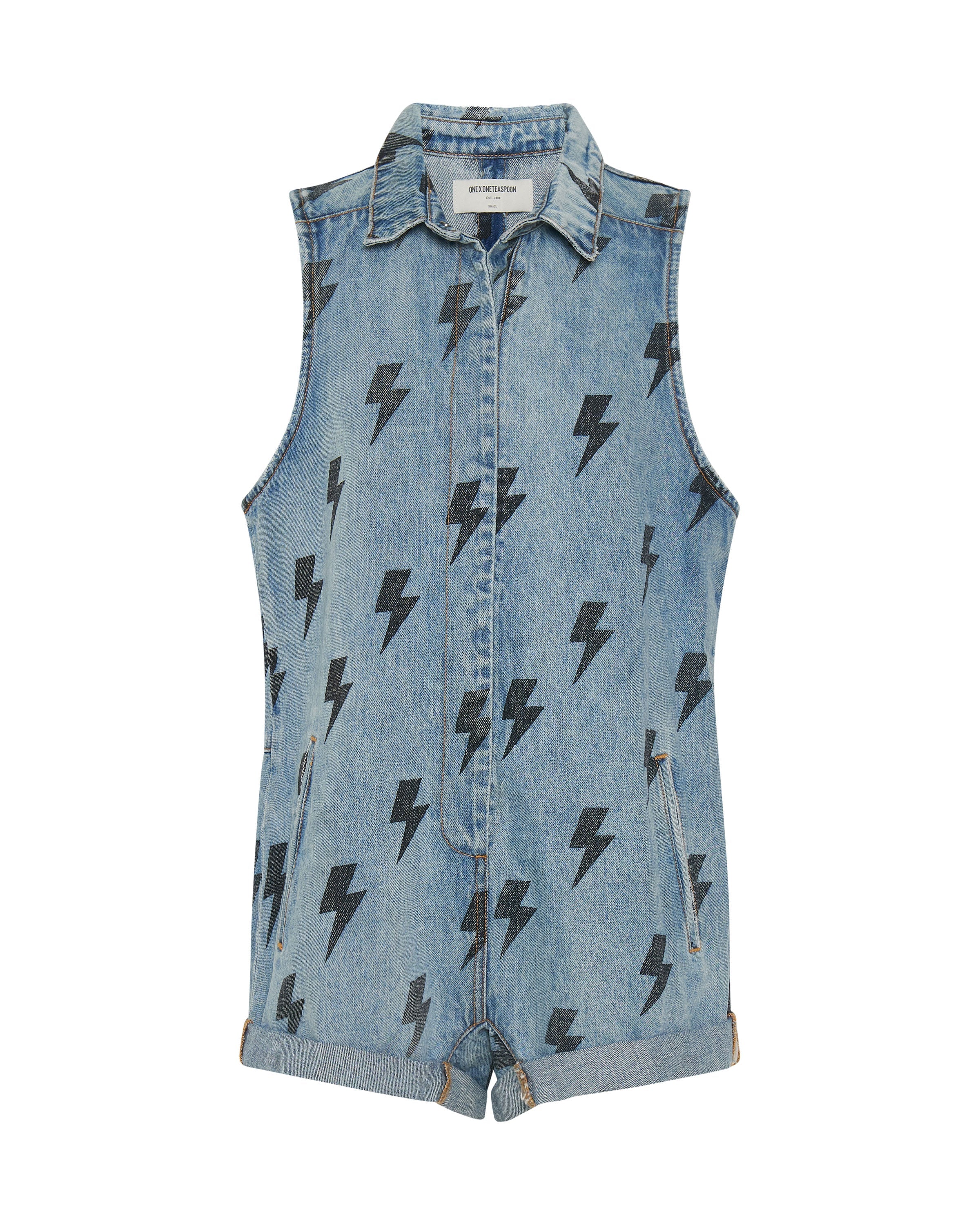 ONE TEASPOON***Mini Braxton Denim Playsuit**Size 8-9 2024 $89