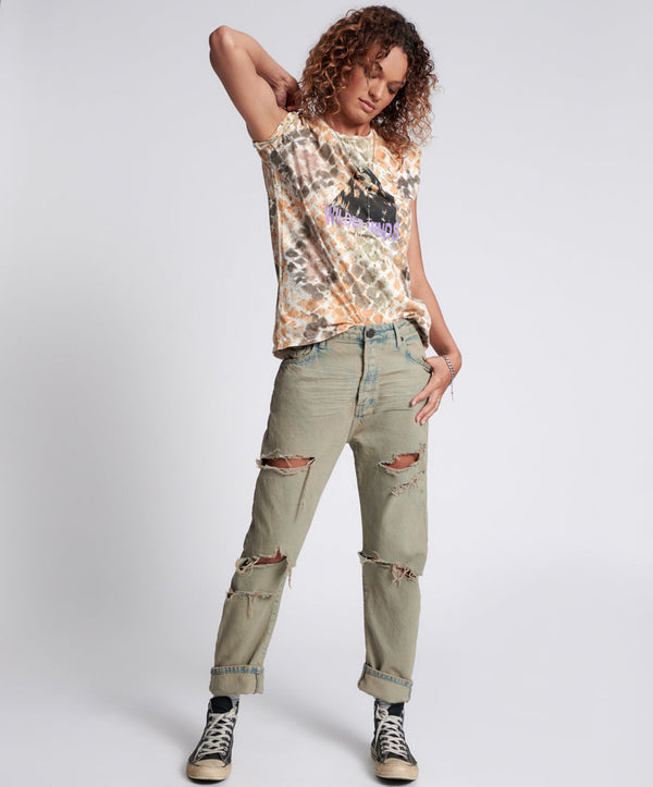 Bandits Low Waist Boyfriend Denim Jeans - Khaki Haze