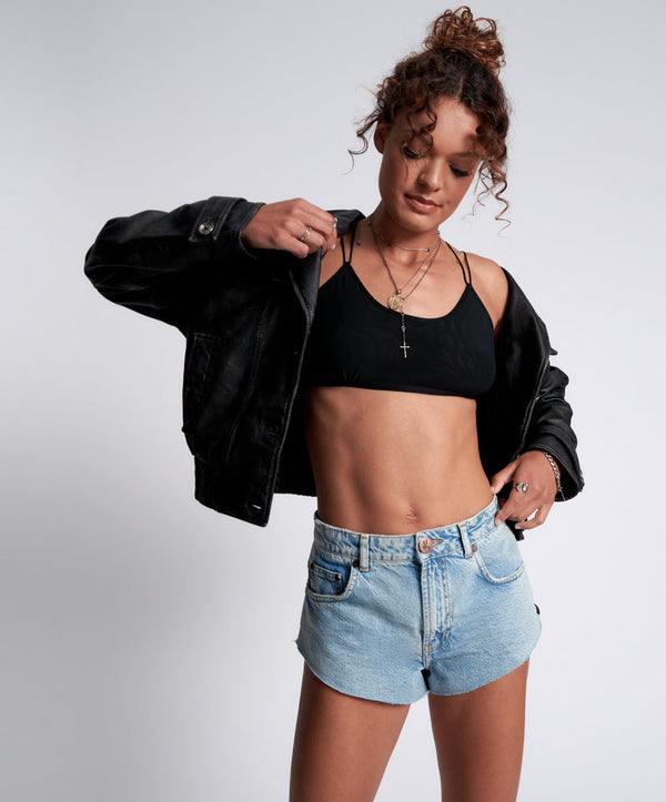 The One High Waist Cheeky Denim Shorts - Kansas Acid