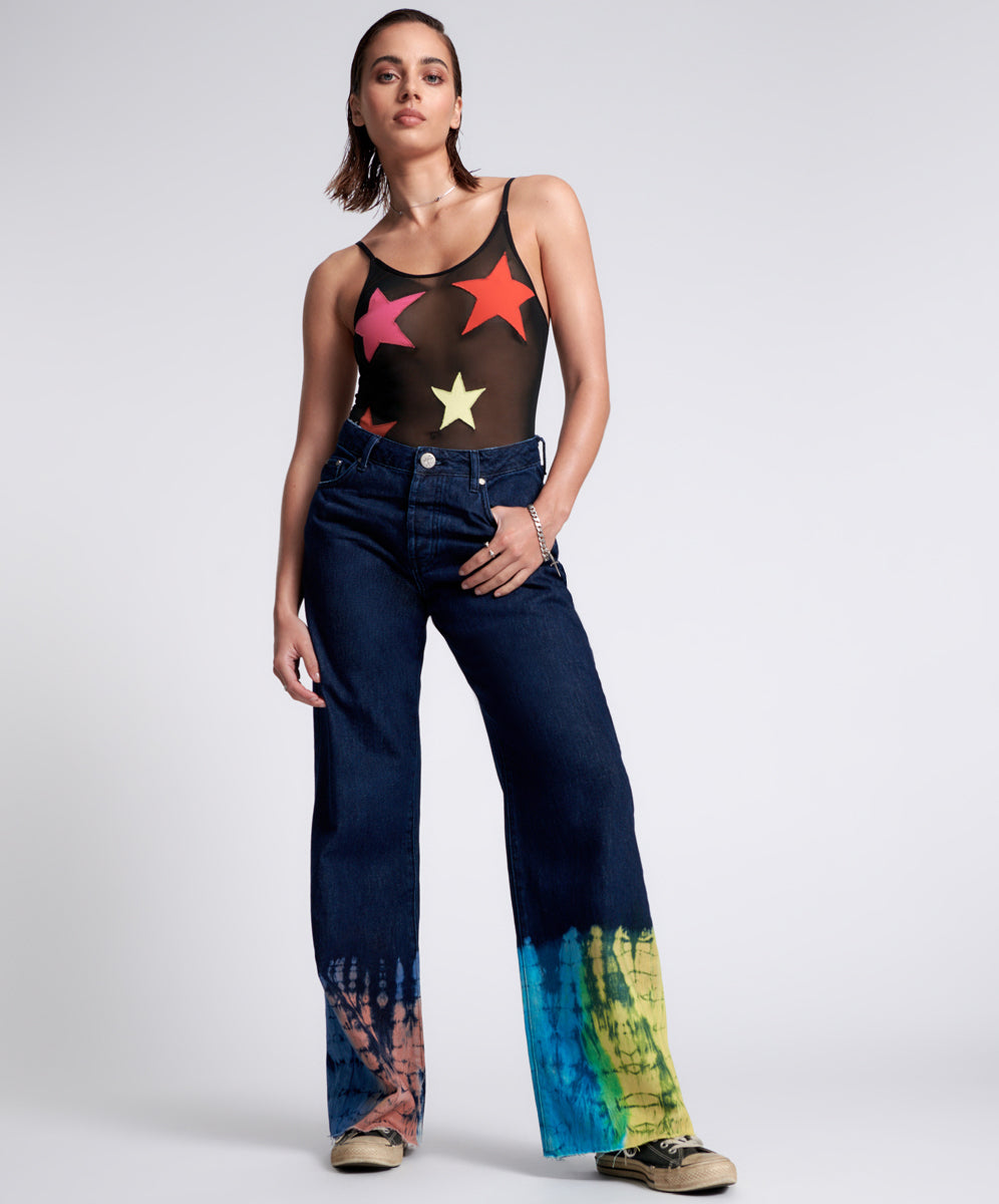 Tie waist 2024 wide leg jeans