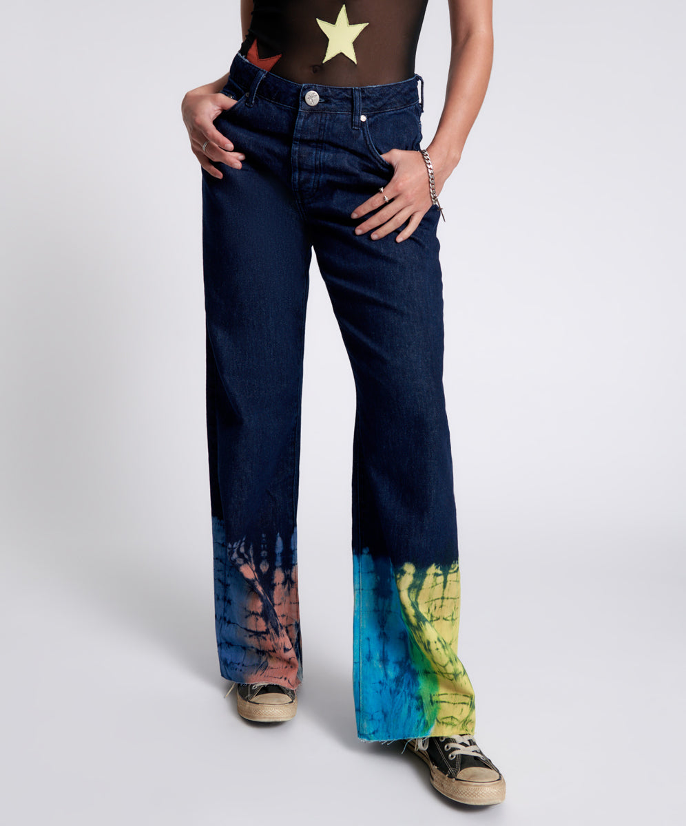 PAINT DIPPED JACKSON MID WAIST WIDE LEG JEANS