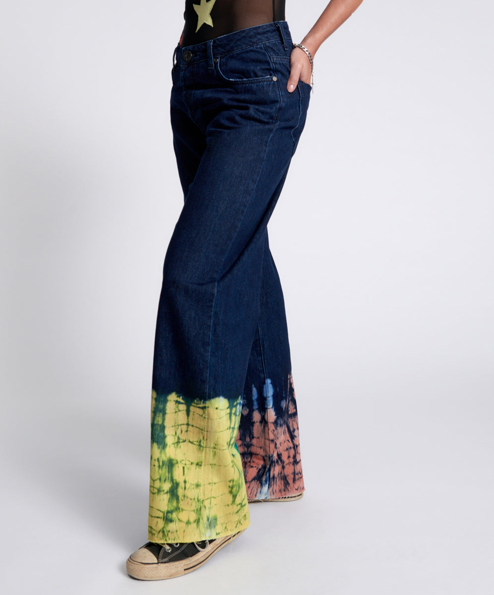 PAINT DIPPED JACKSON MID WAIST WIDE LEG JEANS