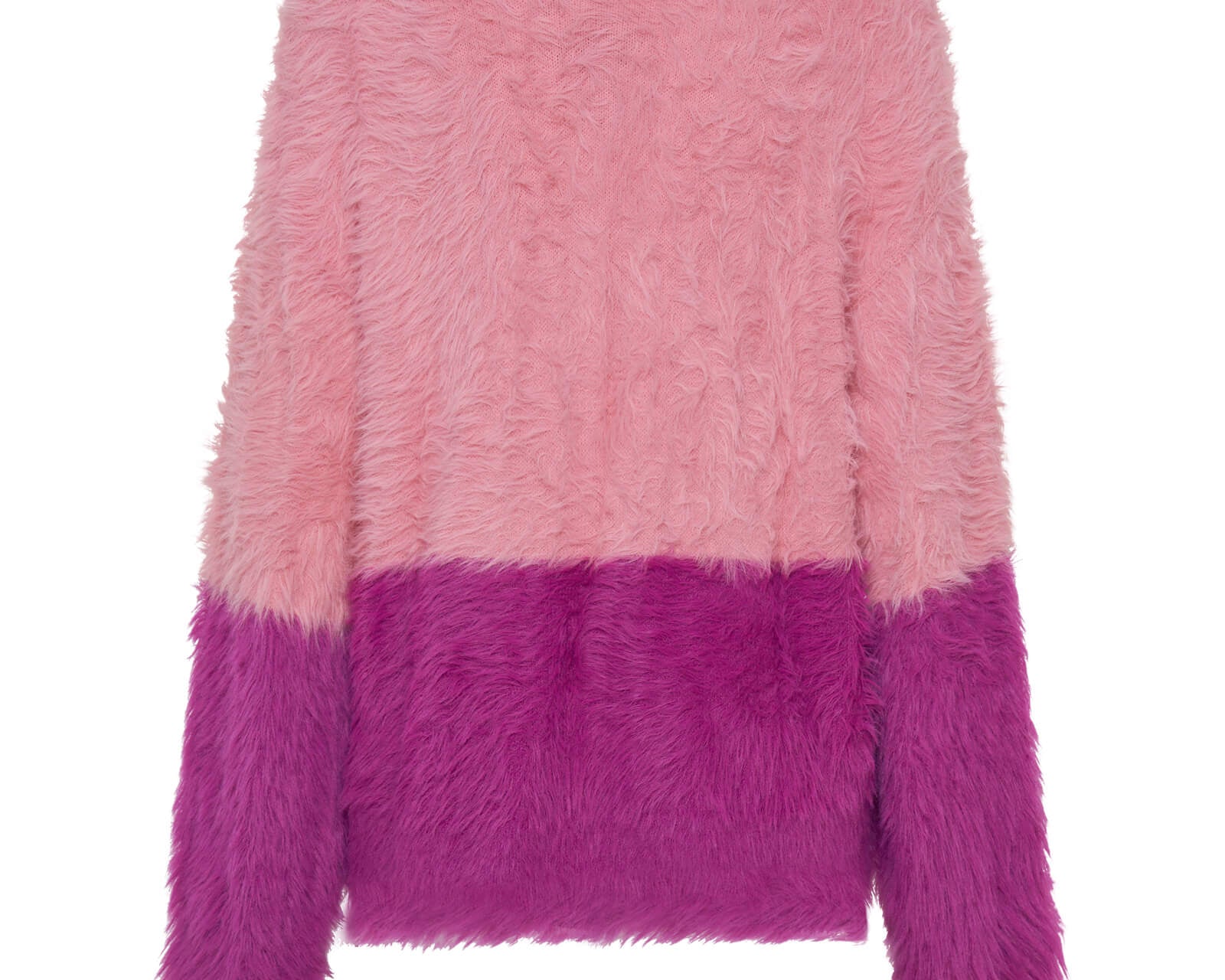 Fluffy Colour Block Sweater - Pink