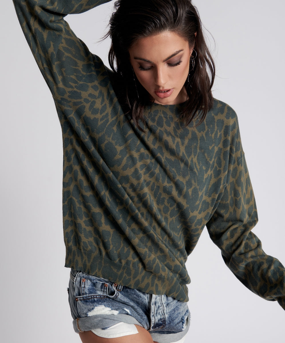 Leopard knit sweater best sale