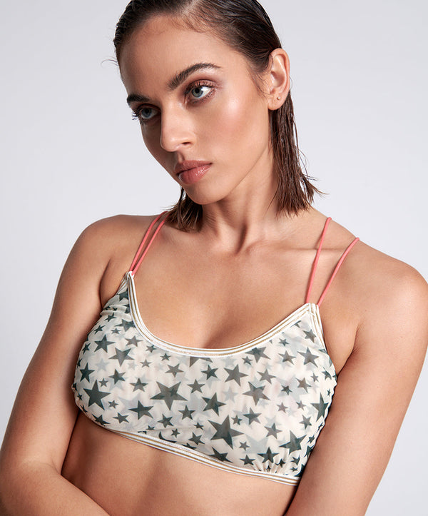 Lola Mesh Bralette - Khaki Star