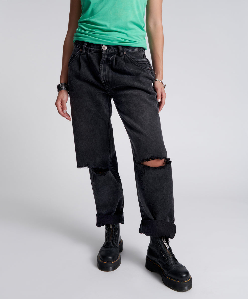 Mens Stretch Black Denim Pants Bootcut Jeans Trousers Distressed Ripped  Fashion | eBay
