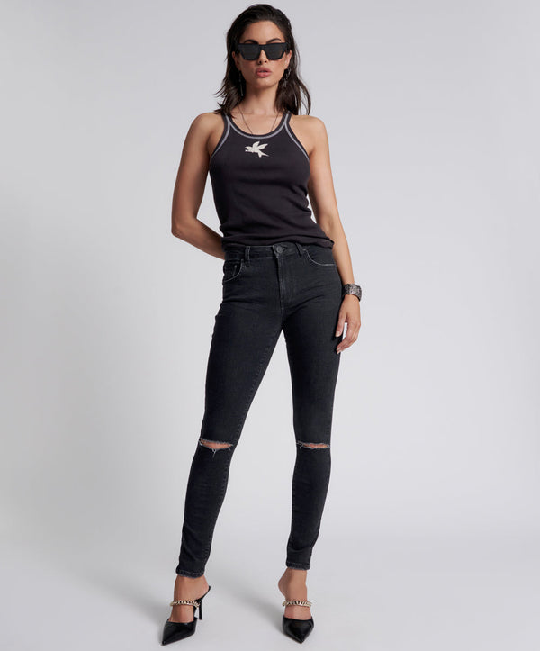 Freebirds Ii High Waist Stretch Skinny Denim Jeans - Black