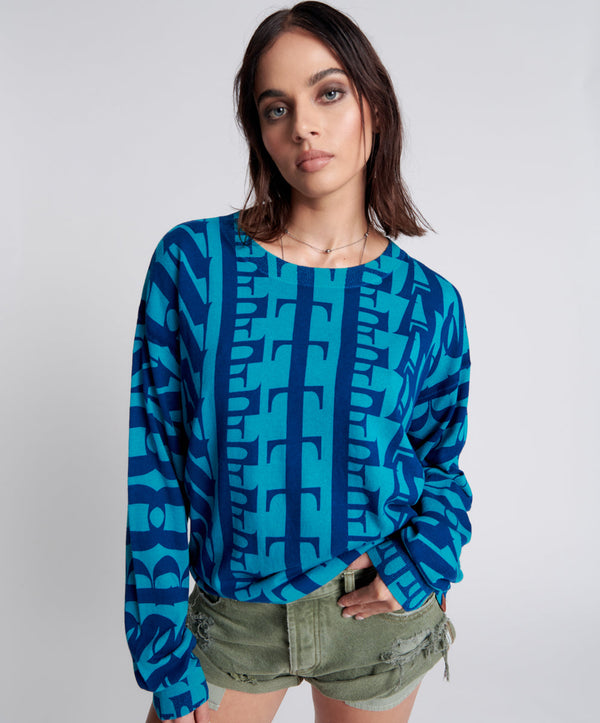 On Repeat Oversized Sweater - Blue Teal