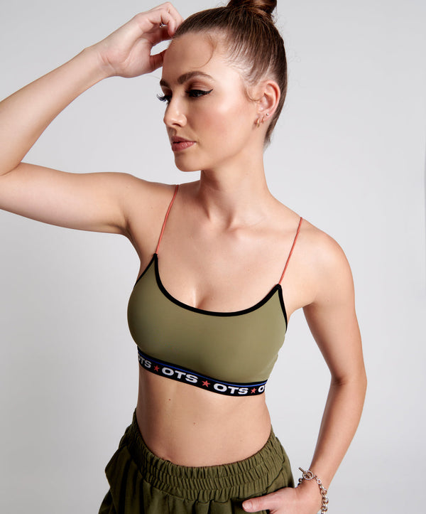 Boxer Crop Bralette - Khaki