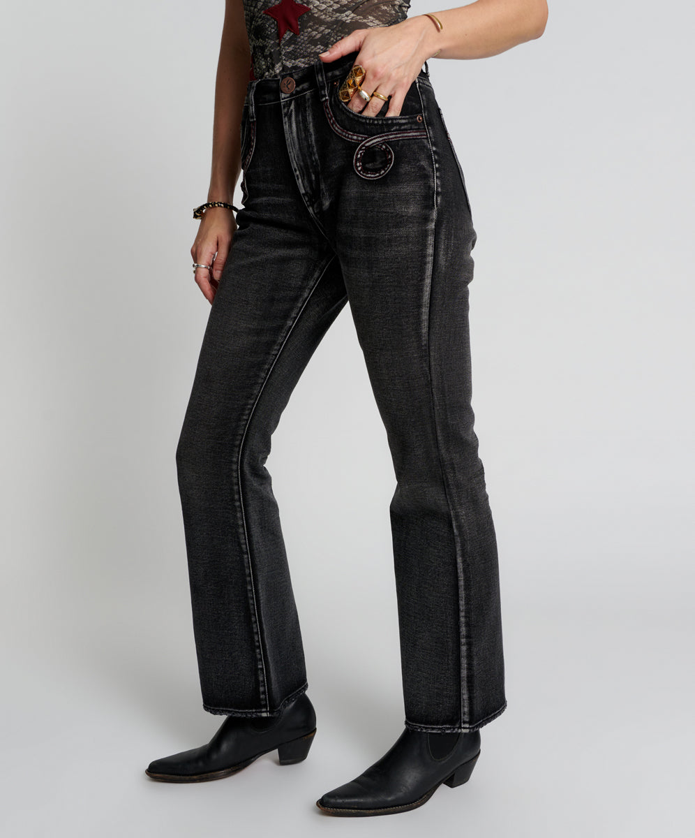 FADED BLACK CHARLIE SLIM HIGH WAIST BOOTCUT JEANS