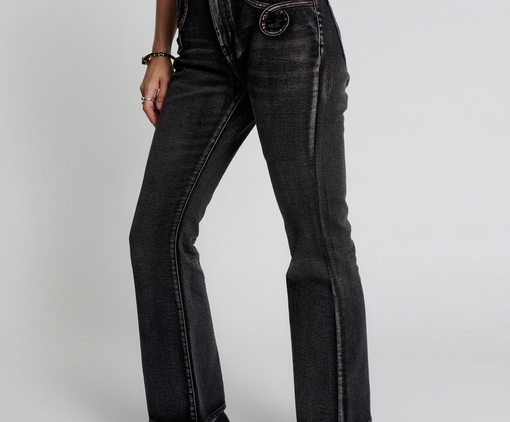Women's Organic Cotton High Waisted Skinny Flare Jeans in Dark