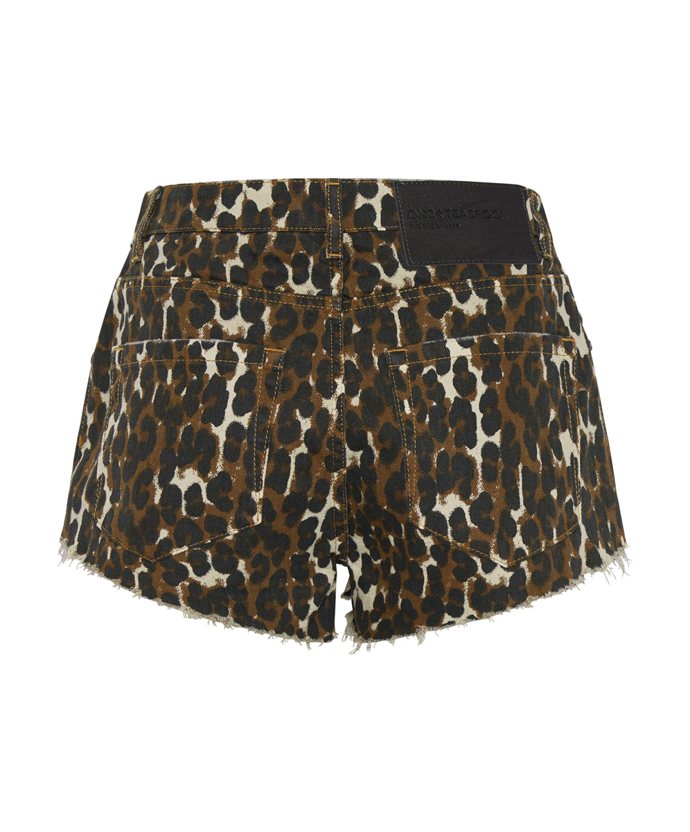 The One High Waist Cheeky Denim Shorts Cheetah