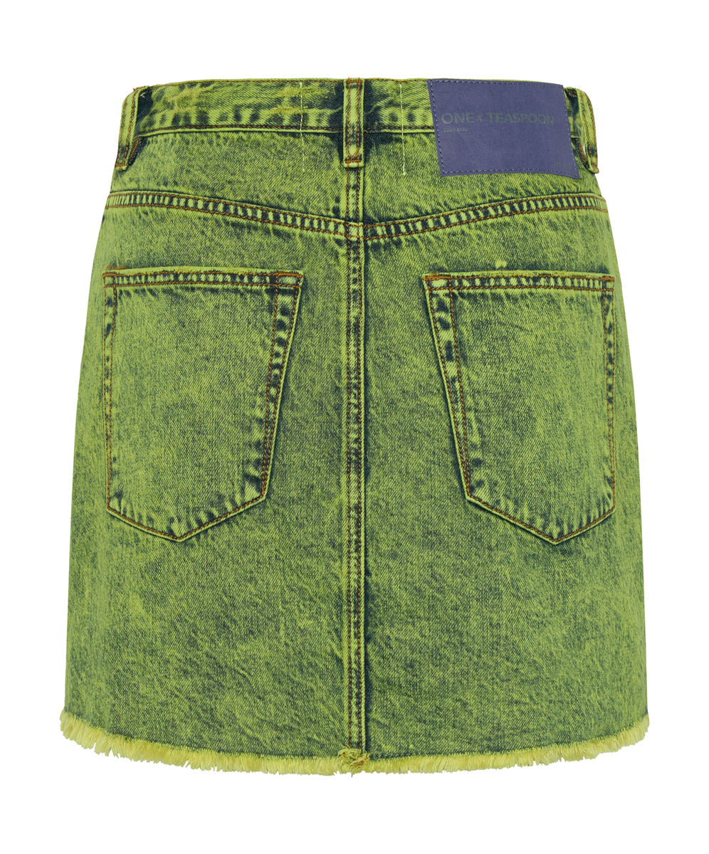 Lime green deals denim skirt