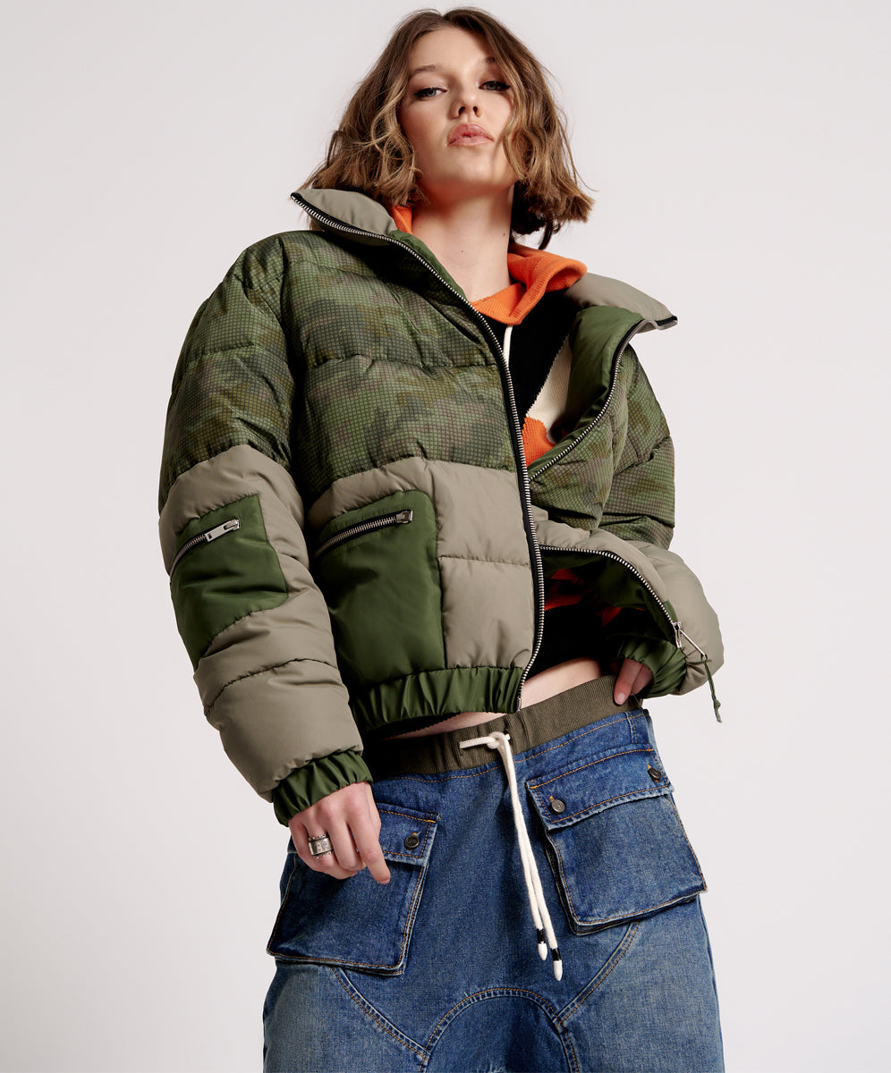 DIRTEE LOVE CAMO PUFFA JACKET