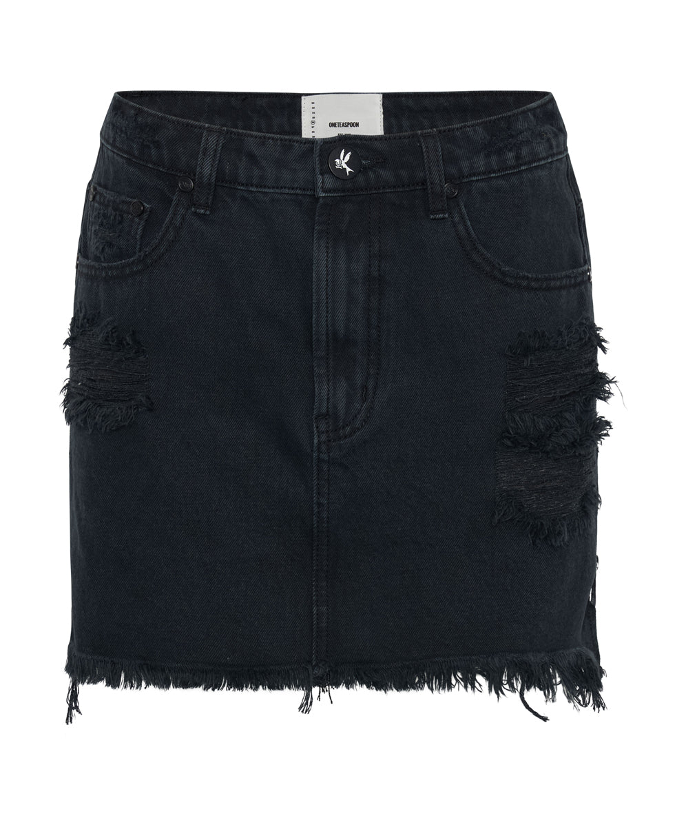 FOX BLACK 2020 MINI HIGH WAIST DENIM SKIRT