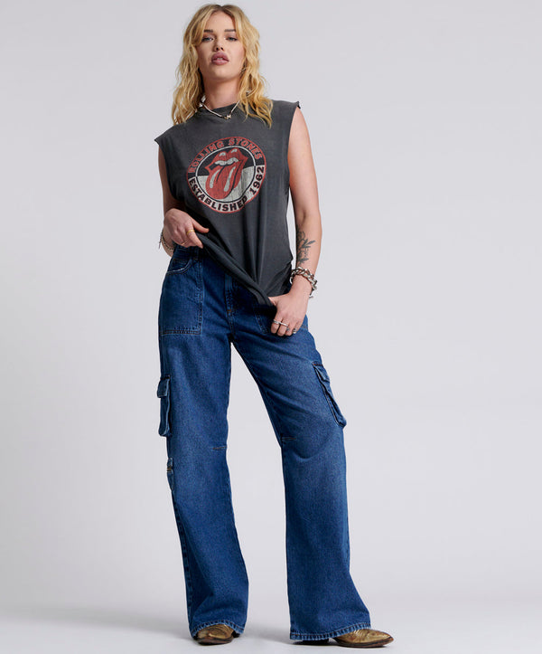 Jackson Mid Waist Wide Leg Denim Jeans - Rosewood