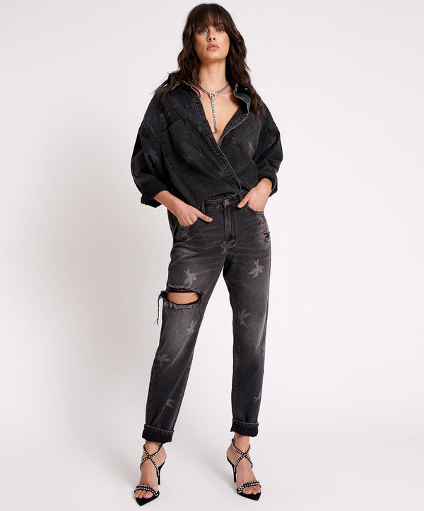 1982S High Waist Balloon Denim Jeans - Black