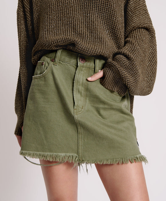 Khaki denim skirt topshop best sale