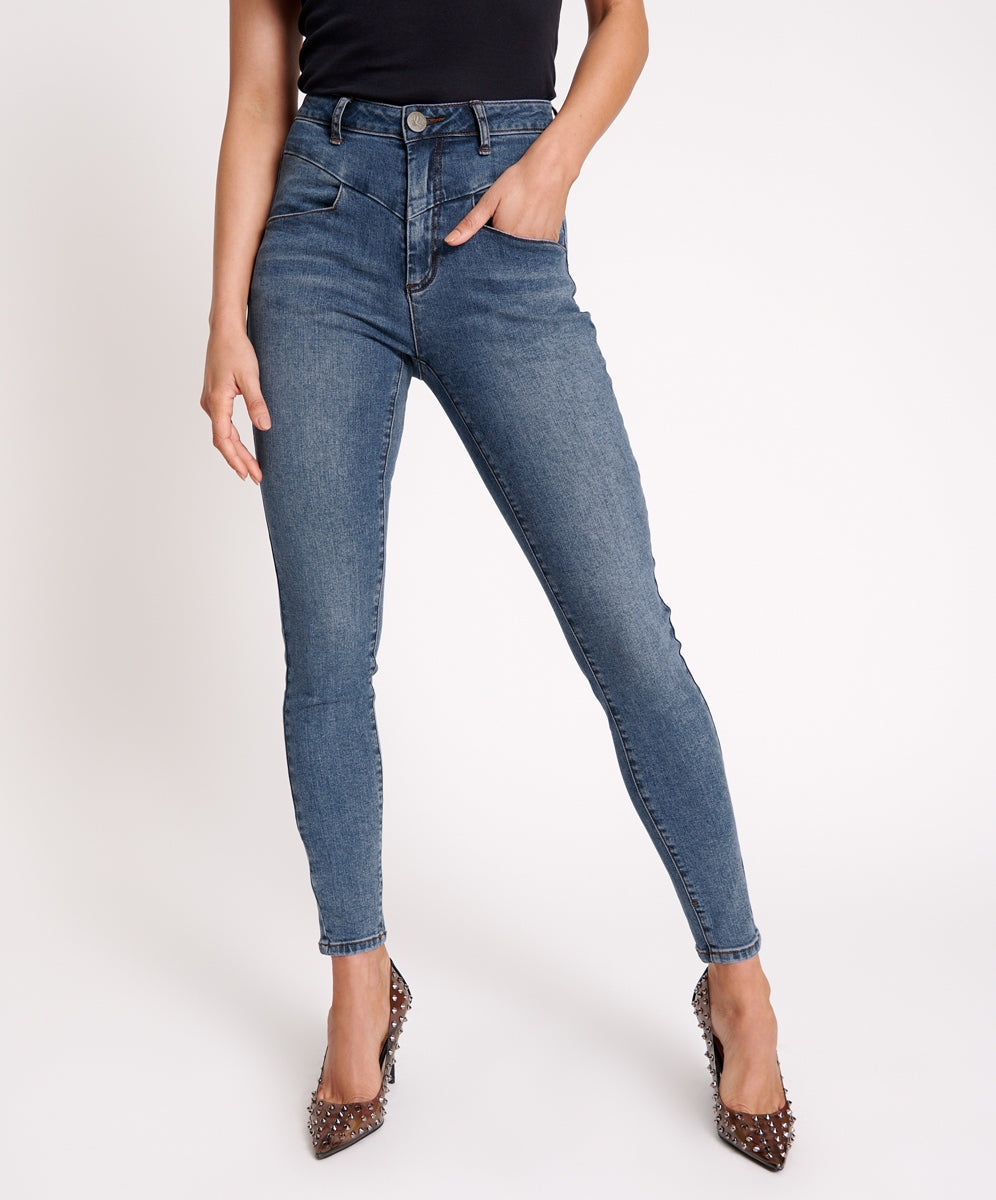 Fashion blue spice jeans high waist skinny