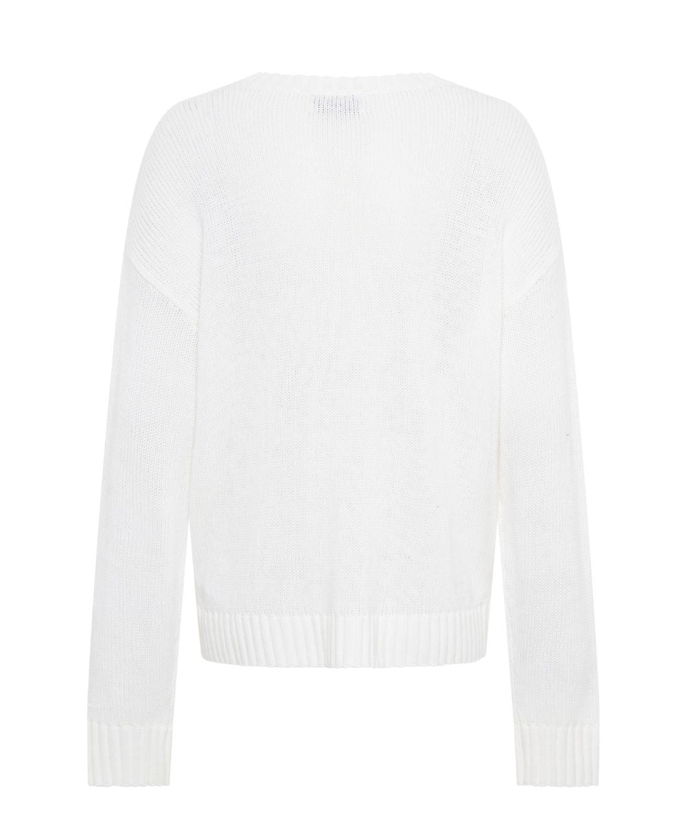 CLASSIC POCKET CHUNKY KNIT SWEATER WHITE