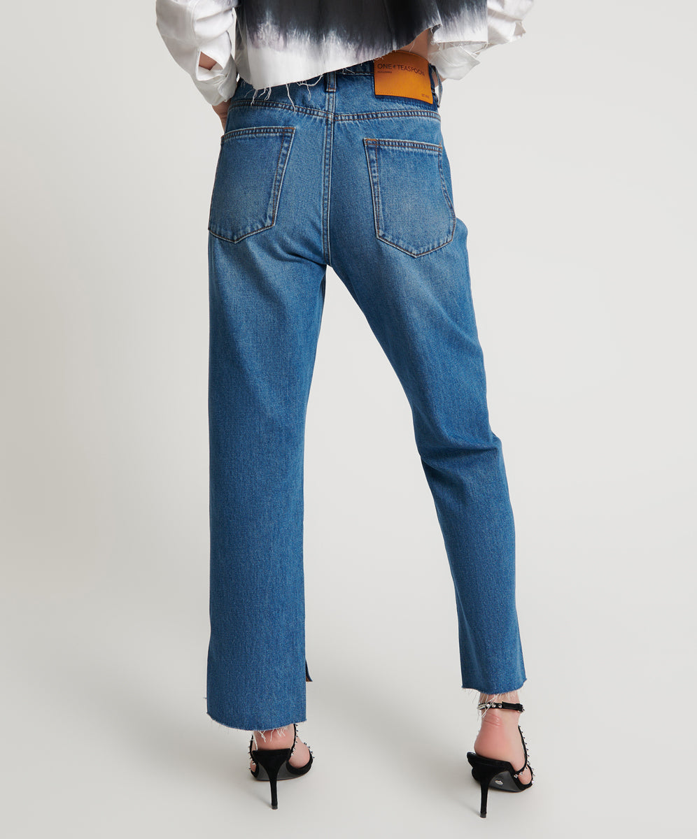 Relaxed cropped denim outlet jeans