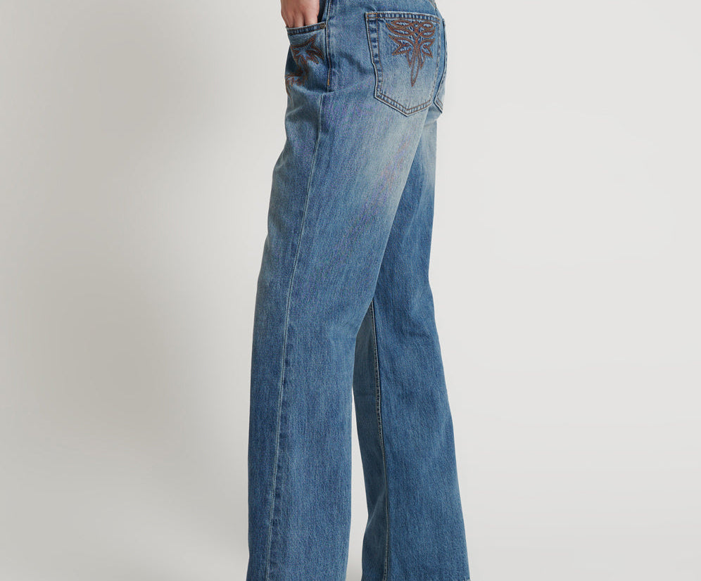 Westland Blue Motif Charlie Slim High Waist Bootcut Jeans