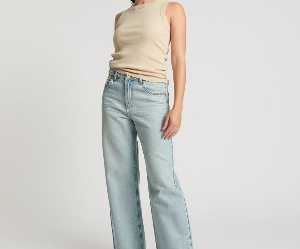 Sky Blue Fall Wide Leg High Rise Jeans – Offduty India
