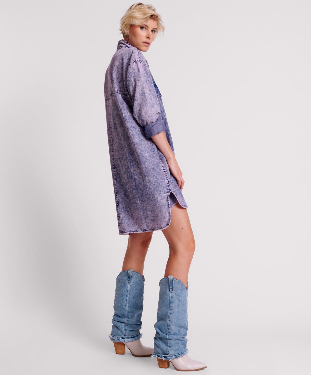 PURPLE RAIN NIXIE DENIM SHIRT DRESS