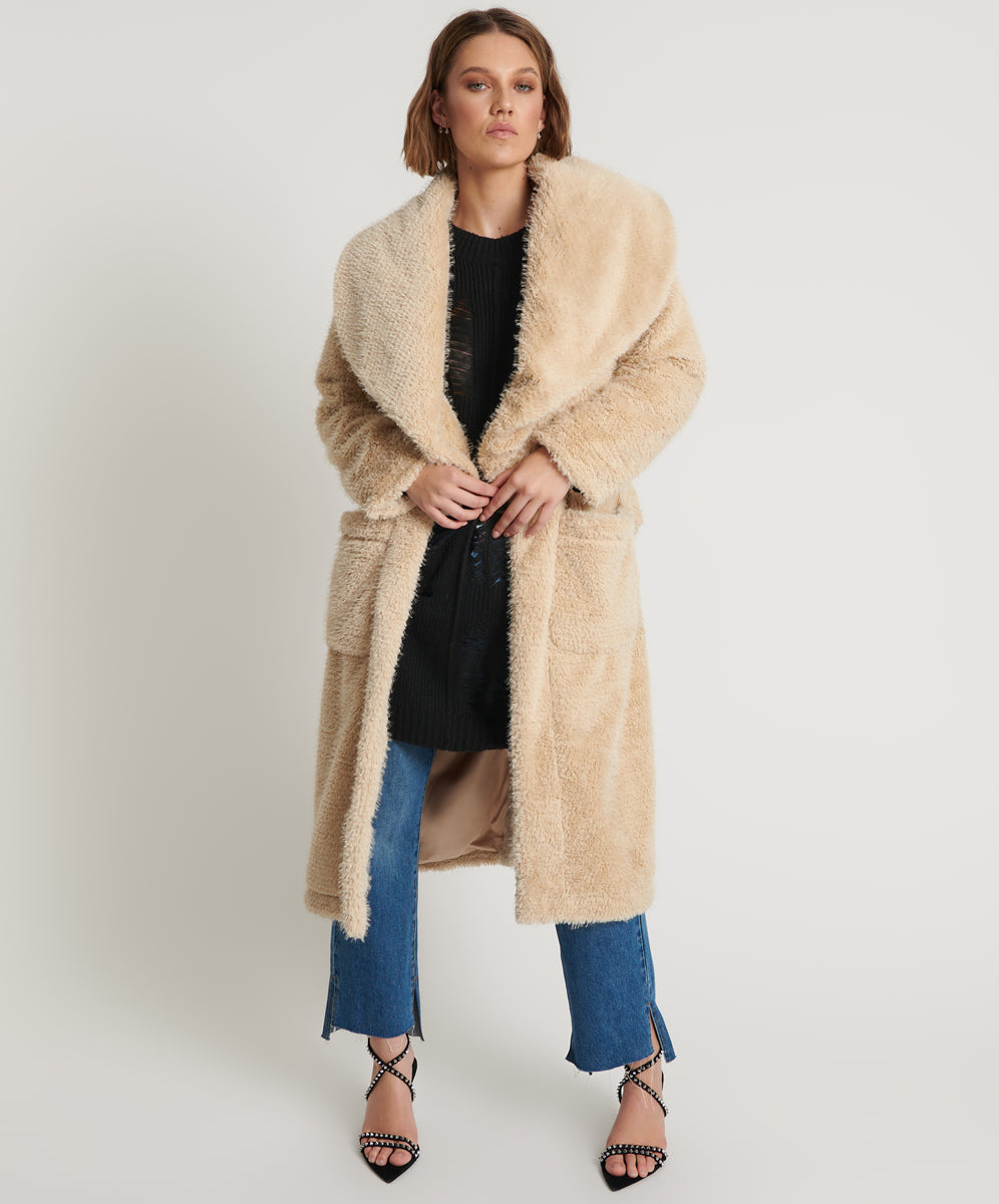 Cream Faux Fur outlet Coat