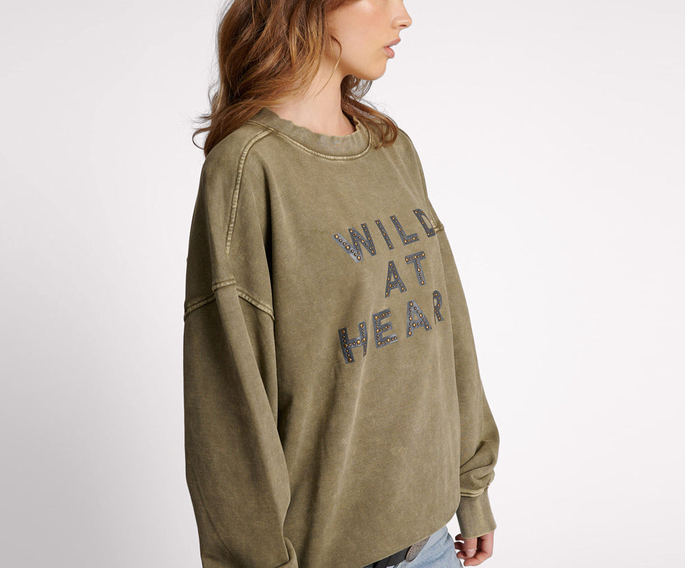 WILD AT HEART STUDDED RETRO SWEATER