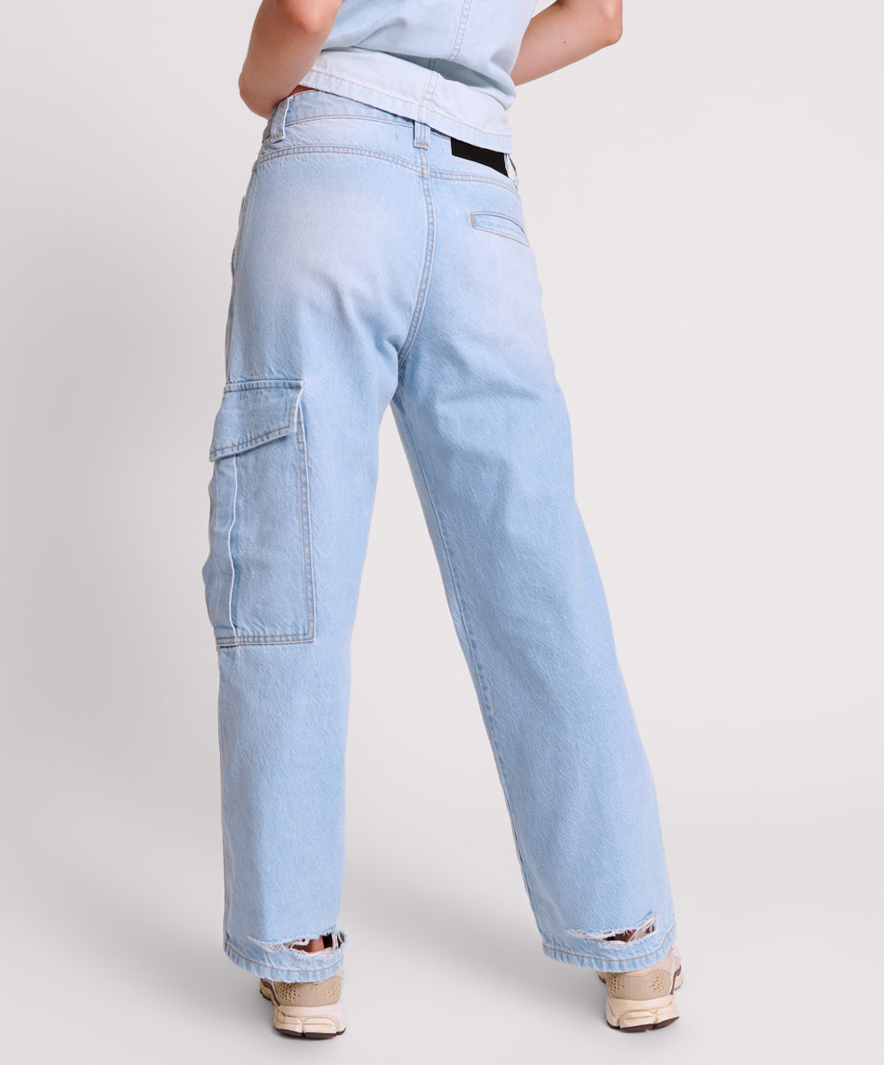 Cyber Blue New Fictions Low Waist Utility Jeans | One Teaspoon USA