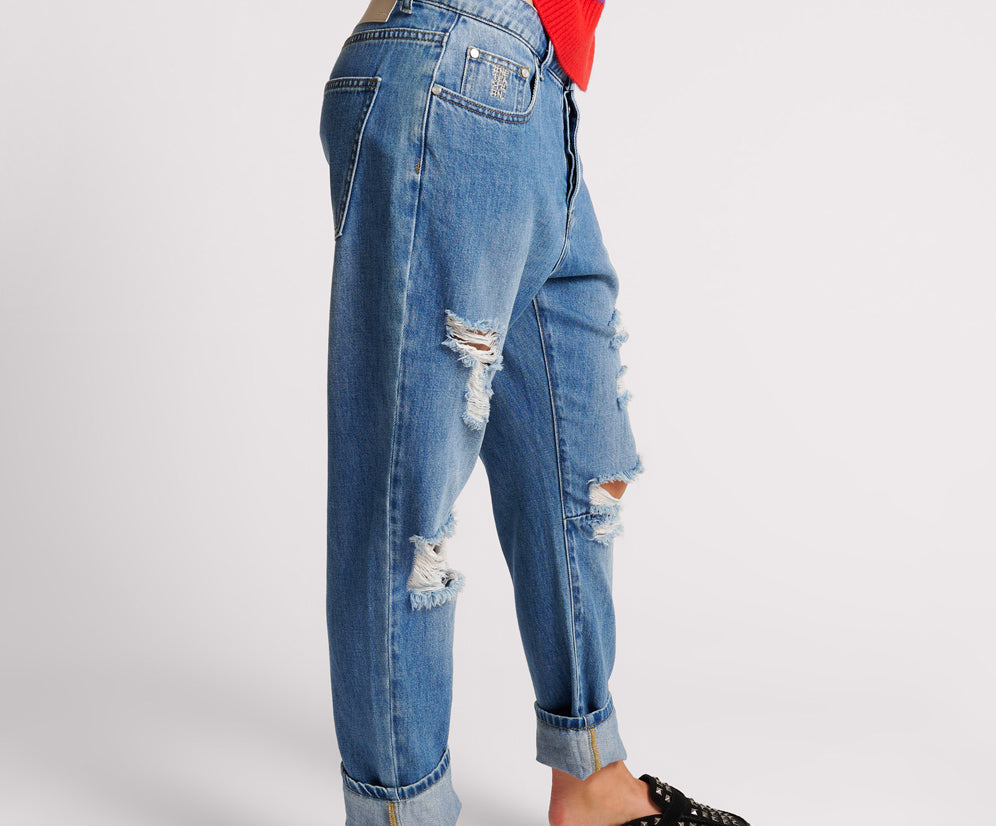 MIDTOWN MESSED UP SAINTS BOYFRIEND JEANS