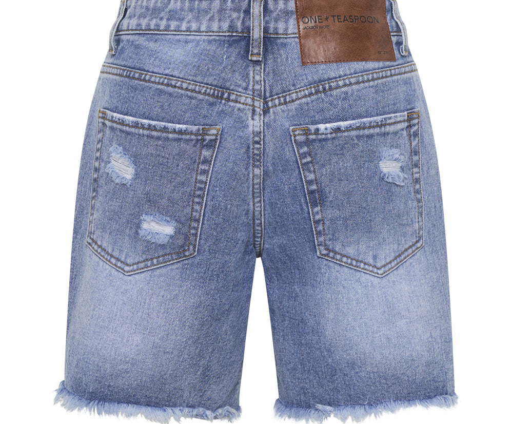 WORN BLUE JACKSON MID WAIST WIDE LEG SHORTS