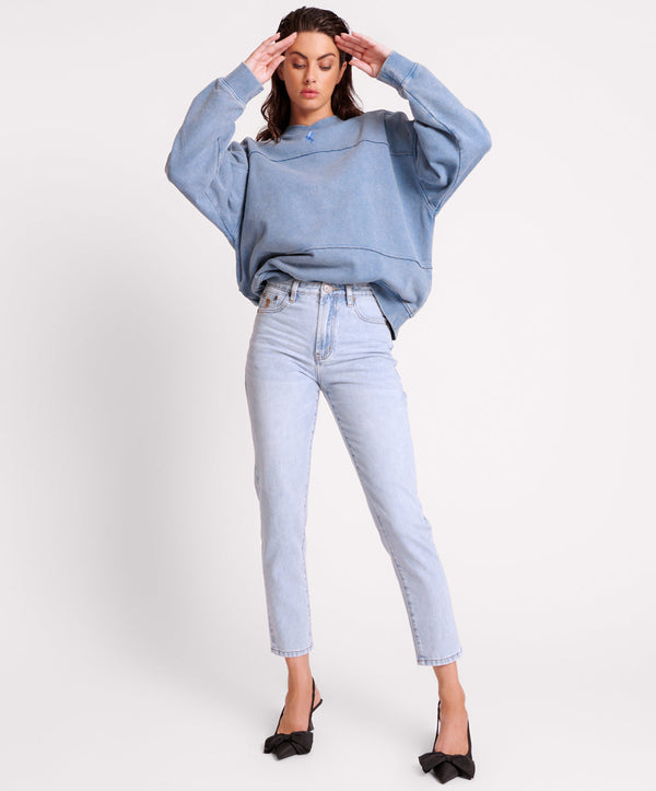 Legends High Waist Mom Fit Denim Jeans - Blue Latte